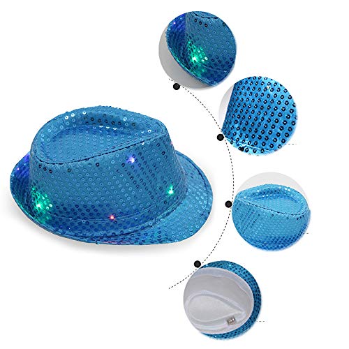image for ajzdnzvr 1 Pc Women Men Led Light Up Jazz Hat, Adult Glitter Sequins H