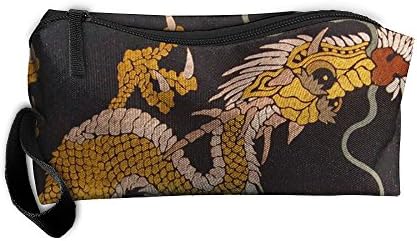 SDTTYHNM Chinese Dragon Travel Bag Cosmetic Bags Brush Pouch Portable Makeup Bag Zipper Wallet Hangbag Pen Organizer Carry Case Wristlet Holder