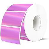YEGAWEN 2.25"x1.25" Direct Thermal Labels, Holographic Thermal Printer Labels for Barcode, Self-Adhesive Address Shipping Thermal Label Stickers-1 Roll, 300 Labels, Holographic Pink