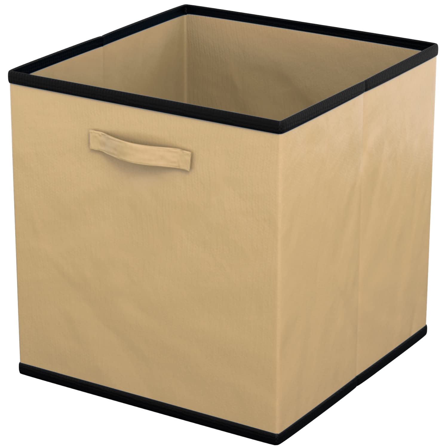 INTIRILIFE 6x foldable storage fabric box in Beige - 26.7 x 26.7 x 28 cm - Multifunctional collection box to combine with cupboards or shelves