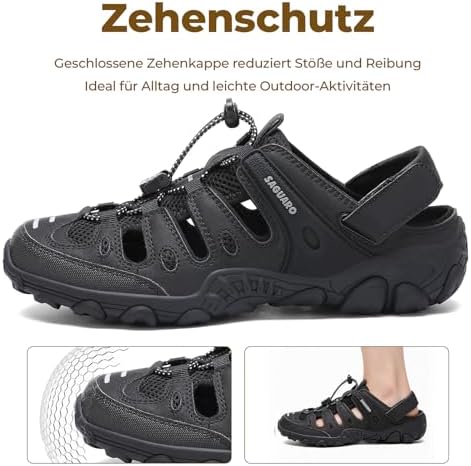 Trekkingsandalen Damen Leicht Atmungsaktiv, Schwarz 37