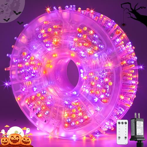JMEXSUSS 400LED Orange Purple Halloween Lights Indoor