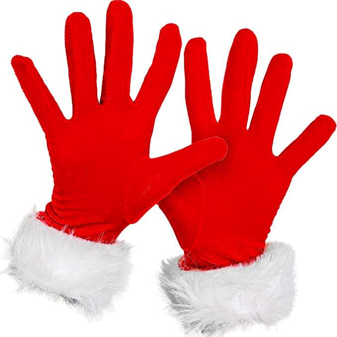 Amazon.com: Skeleteen Red Fur Costume Gloves - Red Velvet Gloves