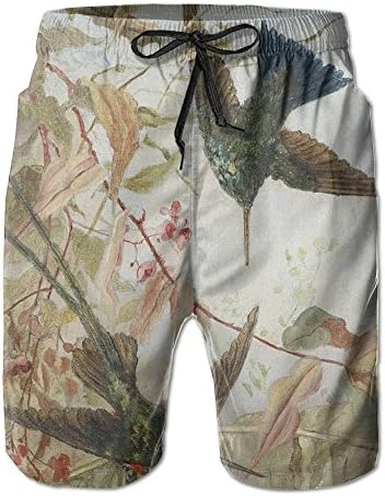 Oils Hummingbird Mens Fashion Board Shorts Loose Fit Elastic Beach Sport Short