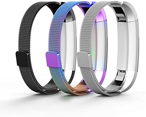 Tecson Metal Bands Compatible Fitbit Alta and Alta HR and Ace (Pack of 3), Stainless Steel Milanese Loop Replacement Strap with Magnet Lock for Fitbit Alta HR and Alta and Ace