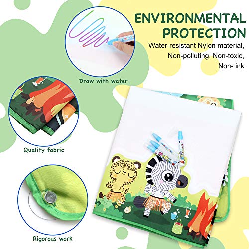 Large Water Drawing Mat for Kids Aqua Magic Water Doodle Drawing Mat Mess-Free, Non-Toxic, Eco-Friendly, Reusable 59 Inches x 35 Inches Includes Drawing Guide, Stencils - Thumbnail 5