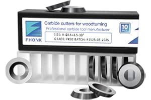 FHONK 15mm Round Carbide Inserts Blades for Woodworking, Tungsten Carbide Cutters Knives for Woodturning, Wood Finisher Hollower Lathe Tools, 10 pcs (R-φ15x2.5-30°)