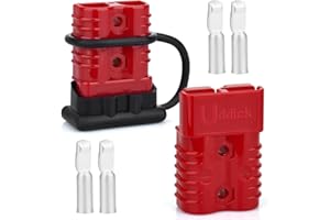Uddick 2PCS 175A 1/0-4 Gauge Battery Cable Quick Connect/Disconnect Connector Plug Kit with 1 Dust Cover for Car Forklift Motor Winch Trailer (Red 1/0AWG)