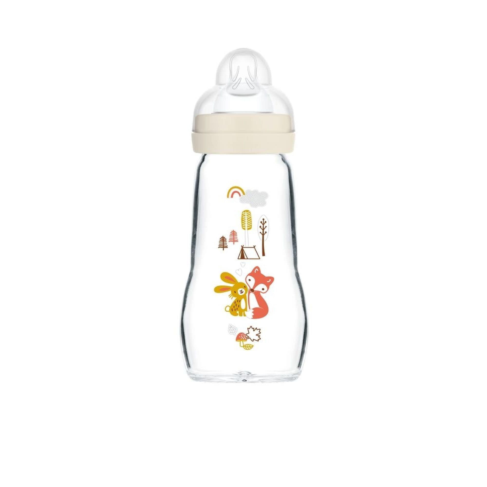 MAM Glass Bottle 260ml Silk Teat 0 Months +