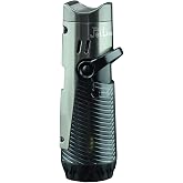 Jetline Regal (Black) Triple Flame Torch Cigar Lighter with Cigar Rest, Poker, and Punch