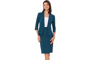 Allegra K Business Skirt Suit Set for Women's 2 Piece Office Work Outfit Collarless Blazer Pencil Skirt