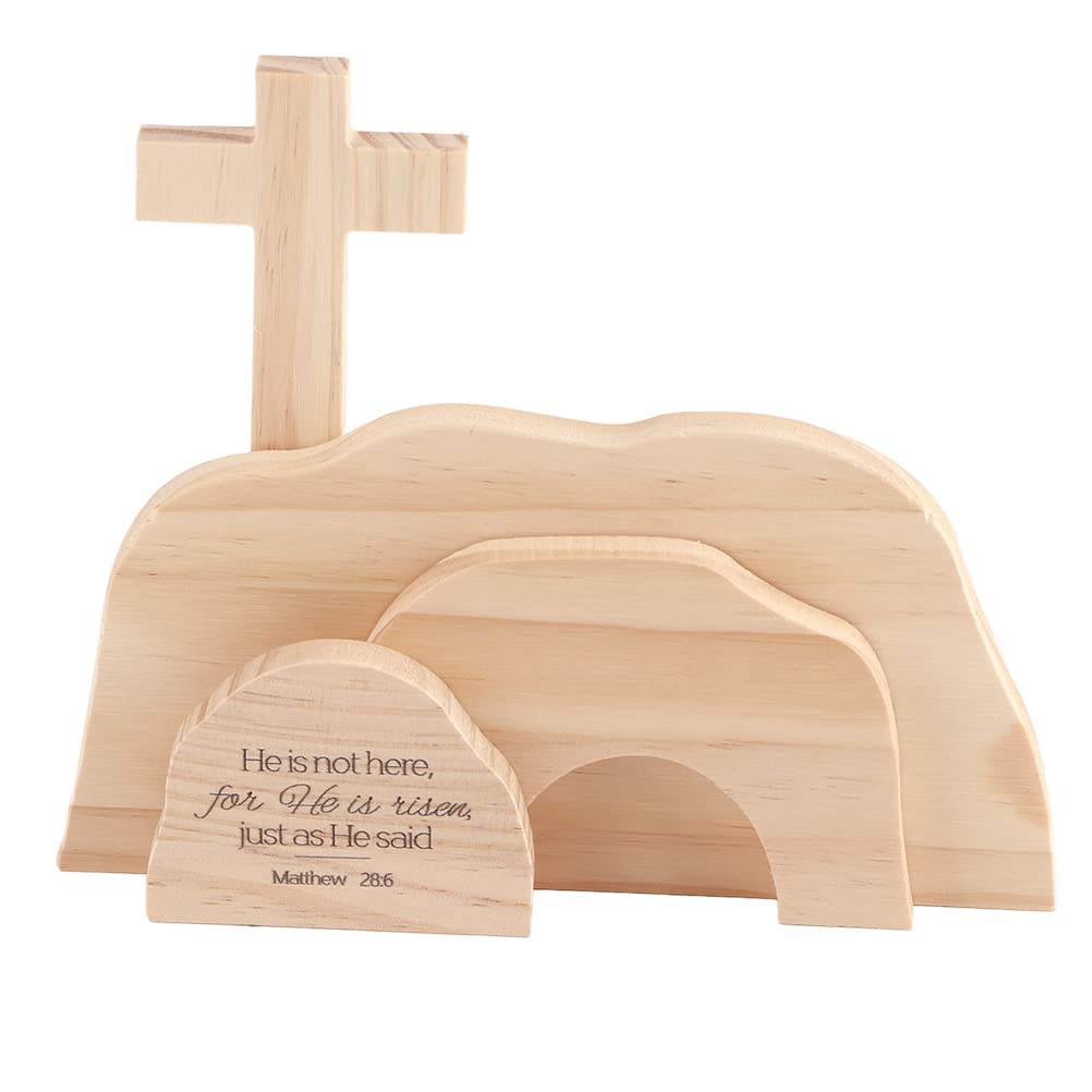 Lipeed Easter Nativity Scene Resurrection Wood, Easter Resurrection Scene, Wooden Ornaments at Home Table, Jesus Nativity Scene Decorations Christian Ornament