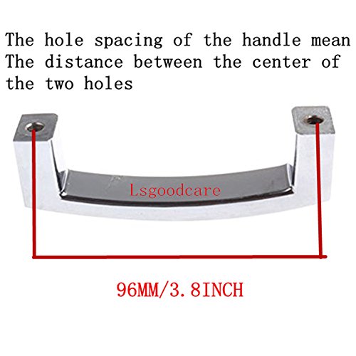 Lsgoodcare Sliver 96MM/3.8 Inch Europe Simple U Shape Style Crystal Glass Furniture Door Drawer Pull Handle Cabinet Cupboard Pull Handle Kitchen Knobs,Pack of 5