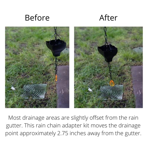 Jitane Rain Chain Gutter Adapter Kit Black Stainless Steel Offset For