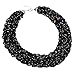 Fashion Chain Choker Collar Necklace Water Drop Olivary Resin Beads Bib Statement Chain Necklace(Black)