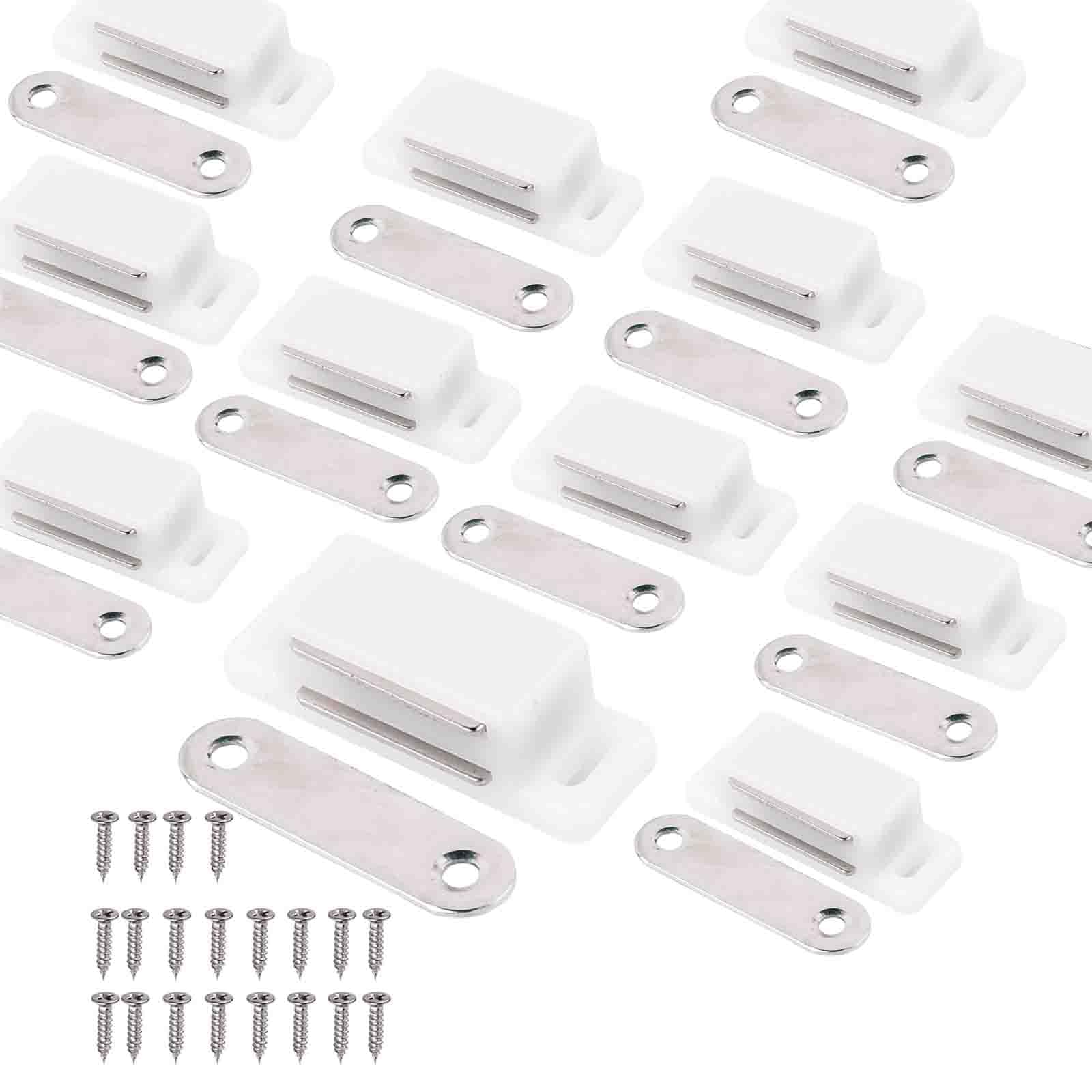 12 Pack Magnetic Door Catches,Heavy Duty Small Latch for Kitchen Bathroom Cabinet Closet Door (White)