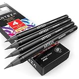 Arteza Real Brush Pens (A143 Parma Gray), Pack of 4, for Watercolor Painting with Flexible Nylon Brush Tips, Paint Markers for Coloring, Calligraphy and Drawing