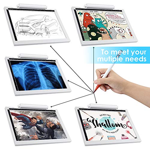 UZOPI Ultra-Thin Potable Tracing Light Box for Drawing, Battery or USB Powered, Dimmable Led Light Pad for Artists Drawing, Sketching, Animation, Diamond Painting, X-ray Viewing