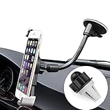 Car Mount Cell Phone Holder for Car 3-in-1 Universal Mobile Mount Air Vent Cradle Windshield Dashboard Long Arm Smartphone Holder for iPhone X/8/7/7P/6S/6P/5S Samsung Galaxy S5/S6/S7/S8 Nexus and More