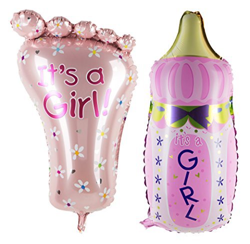 Cute Balloons For Girl For Baby Shower Baby Toys Pink Foot 2pc,Bottle 2pc