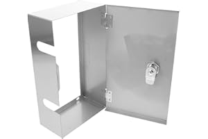 Alipis Stainless Steel Electrical Outlet Box with Lock, Metal Protective Cover for 2-Outlet 86 Type Socket,