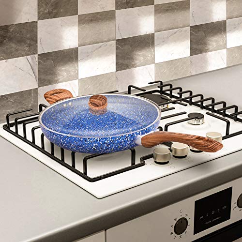 image for MICHELANGELO 12 Inch Frying Pan with lid, Ultra Nonstick Granite Rock 