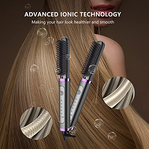 Hair Straightener Brush, Straightening Brush with 20s Fast Heating & 5