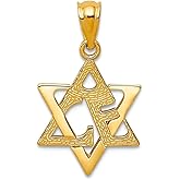 JewelryWeb 14k Yellow Gold Polished Religious Judaica Star of David Pendant Necklace 21x13mm Wide Pendant for Women