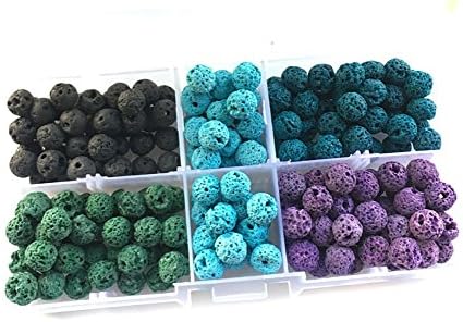 1Box (200pcs) 8mm Black and Colored Lava Stone Beads Round Rock Beads Volcanic Gemstone Loose Beads for Necklace Bracelet Jewelry Making
