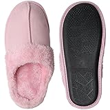 Home-X Women’s Cozy Microfiber Clog Slippers, Incredibly Soft and Comfortable, Perfect for Daily Wear, Pink (Large)