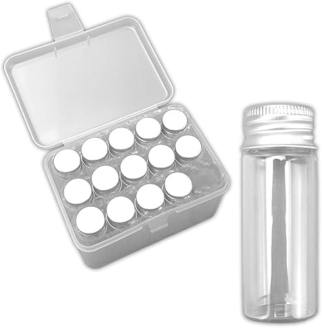 Amazon Co Jp Yamataka ガラス小瓶セット 保存容器 小分け バーバリウム ビーズ 調味料 収納ケース付き 15本セット ホビー