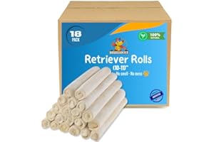 Brazilian Pet Premium Retriever Rolls 10-11 inch (18 Pack)-100% Natural Single Sheet Rawhide