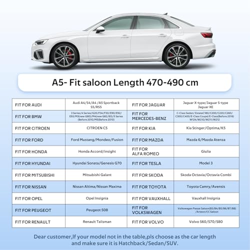 Holthly Waterproof Outdoor Car Cover, 10 Layer Car Cover, Sun and Dust Protector Cover, Car Layer Suitable for Audi A4 A5, BMW 3 Series, Mercedes C-Class, VW Passat, etc. 3XL