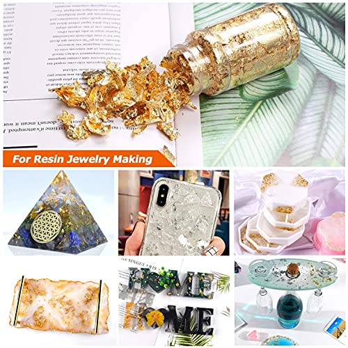 Yibeishu Gold Flakes for Resin,Gilding Foil Flakes,6 Bottles Metallic