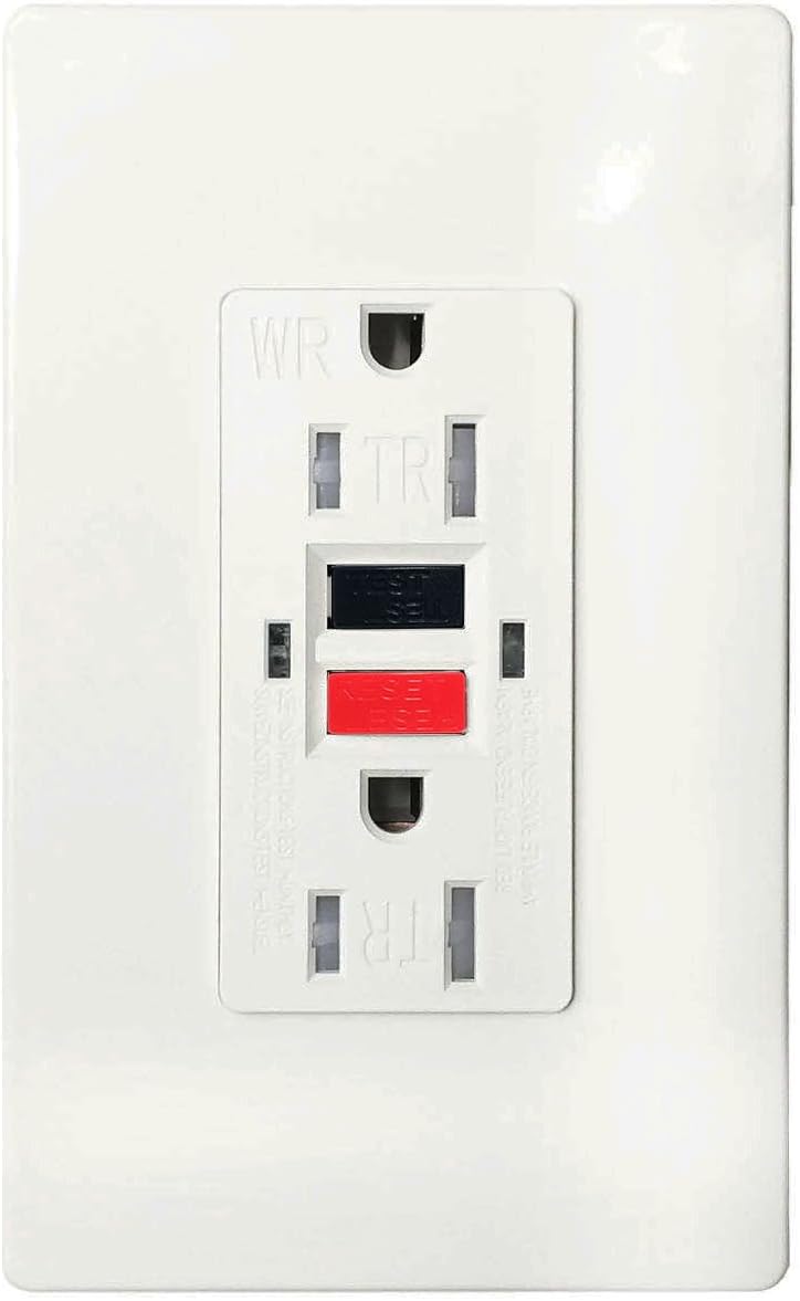 GFCI 15A TR WR Wall Outlet - LASOCKETS 15 Amp 125 Volt Tamper Resistant Socket For Standard Wall Receptacle Outlet (Color Button), Residential Grade, Grounding, with 2 Free Wall Plates, UL Listed