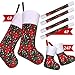 LimBridge Christmas Mini Stockings, 24 Pack 7 inches Plaid Snowflake Print with Fleece Cuff, Rustic Stocking Decorations for Whole Family
