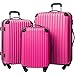 Merax Travelhouse 3 Piece PC+ABS Spinner Luggage Set with TSA Lock (Rose & Black)