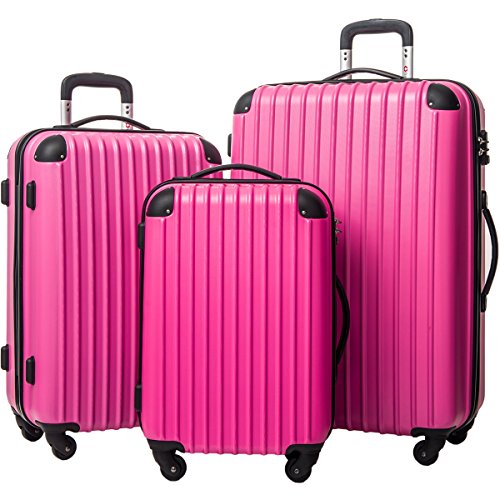 Merax Travelhouse 3 Piece PC+ABS Spinner Luggage Set with TSA Lock (Rose & Black) Merax Travelhouse 3 Piece PC+ABS Spinner Luggage Set with TSA Lock (Rose & Black)