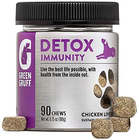 Green Gruff Detox – Dog Immune System Supplement – Immune Defense Bites – Antioxidant Booster Blend- Support Heart Health, Probiotics for Digestion, Allergy Meds, Relief – Tasty Organic Chews