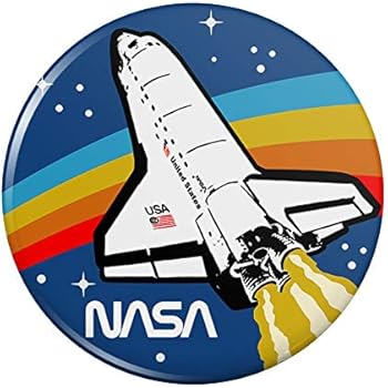 NASA Logo Over Space Shuttle with Rainbow Kitchen Refrigerator Locker Button Magnet