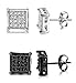 FIBO STEEL 2 Pairs Stainless Steel Square Stud Earrings for Men Women Ear Piercings CZ Inlaid,6MM