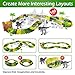 RENWER Dinosaur Toys Create A Road with 142 Pieces Flexible Train Track Playset 2 Dino, Race Track Car Toys for 3, 4, 5, 6 Year Old Boys and Girls Kids Best Gift (Green)