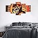 HD Printed Day of the Dead Face Group Painting on Canvas Posters and Prints Pictures Wall Art for Living Room Modern Home Decor Gallery-wrapped Canvas Art 5 Piece Set Framed (60''W x 32''H)