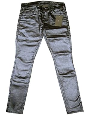 7 For All Mankind Women's The Skinny Metal Gray MTSB Stretch Pants