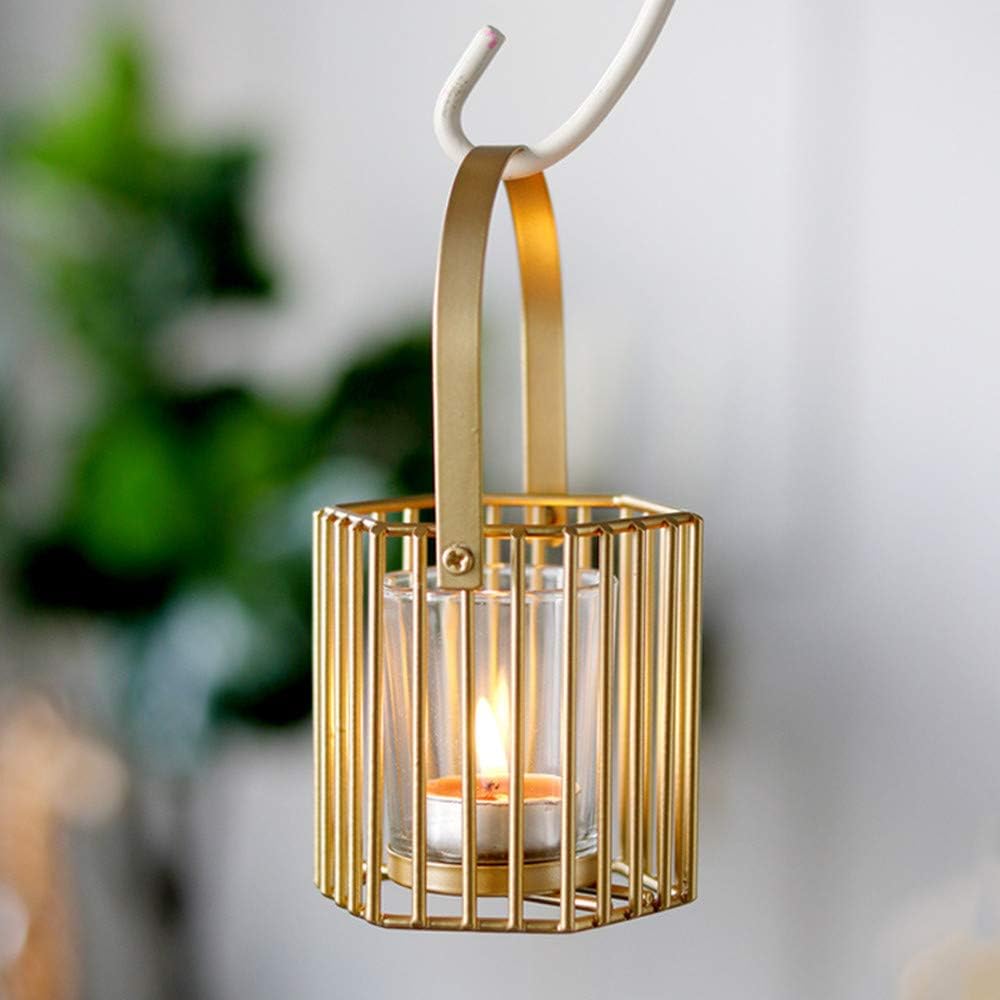 Lovecat Set of 2 Hollow Gold Candle Holders, Metal Candlesticks, Geometric Candle Stands, Home Wedding Decor Candleholders, Tealight Candlesticks, Candlelight Dinner Candleholders (Round Stripe): Home & Kitchen