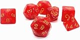 CREEBUY Red Polyhedral DND Dice Set 7 Die with Pouch for D&D MTG Acrylic view 7