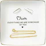 Ring Trinket Dish, Mother Gifts from Daughter or Son - Mum, Everything We Are Is Because Of You, Gift Ideas for Mother's Day, Thanksgiving Day, Christmas