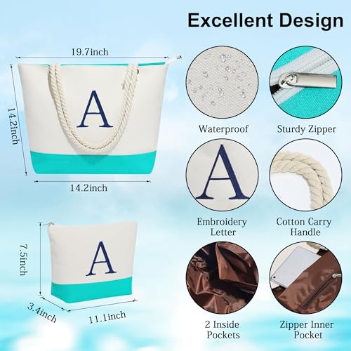 YOOLIFE WEDDING ENGAGEMENT BRIDESMAID LARGE BEACH TOTE BAG, MAKEUP BAG BEACH ESSENTIALS FOR WOMEN, PROPOSAL GIFT, BEST FRIEND BIRTHDAY GIFT FOR DAUGHTER GRADUATION HER LETTER P