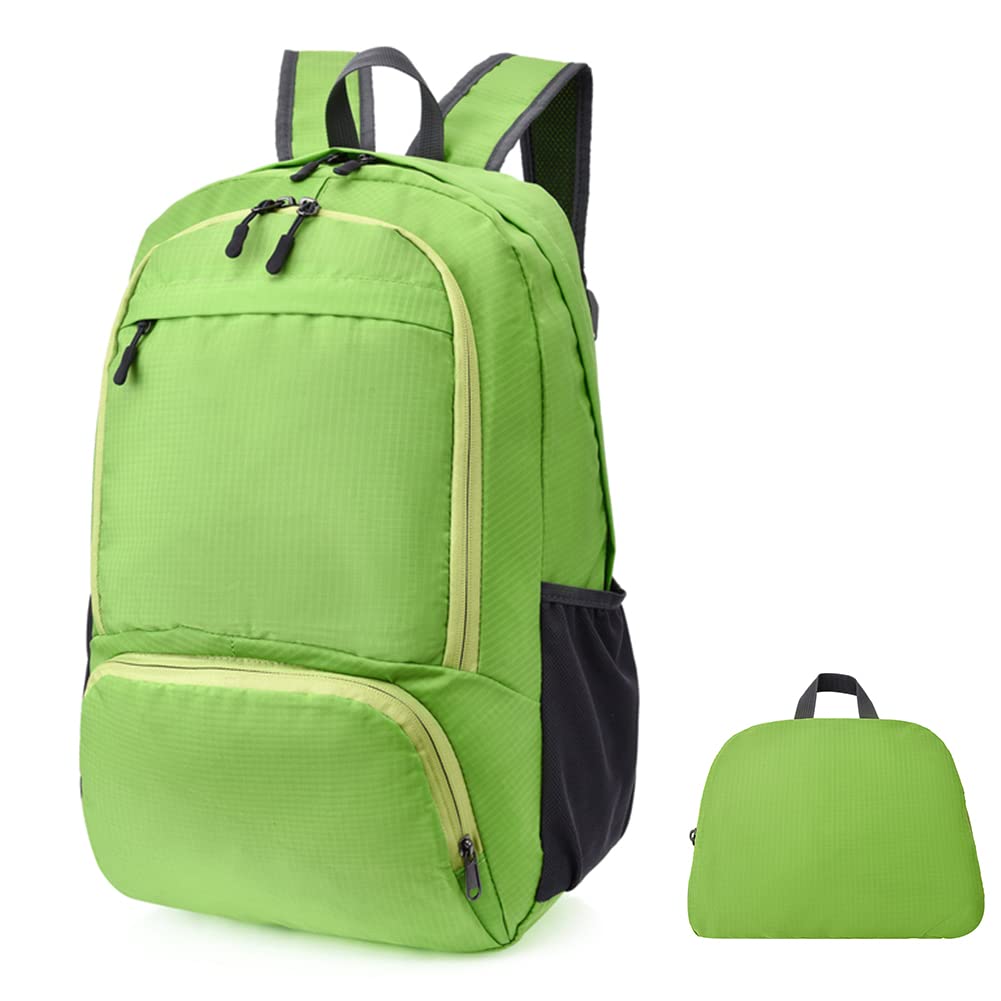 HYCOPROT 35L Packable Backpack Ultra Lightweight Foldable Rucksack Water Resistent Breathable Bag for Men Women Outdoor Camping Walking Hiking Climbing Travel Daypack (Green-1)