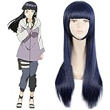 Weeck Anime Naruto Shippuden Hinata Hyuga Blue Costume Cosplay Wigs